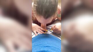 Hotwife blows hubby on balcony, swallows cum - 10 image