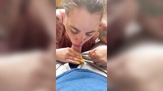 Hotwife blows hubby on balcony, swallows cum - 15 image