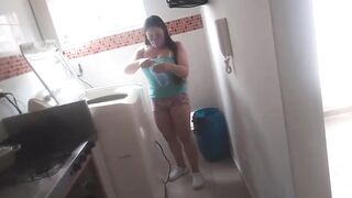 Sexually Excited Bitch Stepsister With Biggest Cameltoe Shows Off Her Giant Cameltoe In The Kitchen. - 10 image