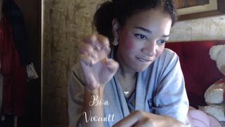 Ebony MILF slut fingers her holes with long nails - 14 image