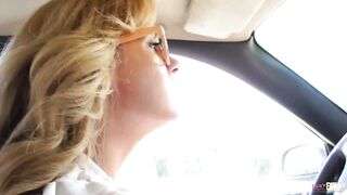 An amazing blonde lesbo milf with small tits is having her way with a cute skinny Latina - 3 image