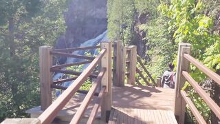 Public Agent - Almost caught Striping Naked by Waterfall and Giving Blowjob Next to Public Trail POV - 1 image