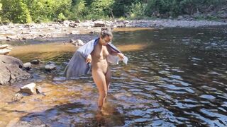 Public Agent - Almost caught Striping Naked by Waterfall and Giving Blowjob Next to Public Trail POV - 3 image