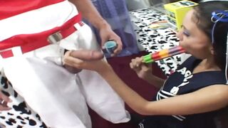 Petite Latina cheerleader Will Powers gets pounded hard in the back of a ice cream truck - 4 image