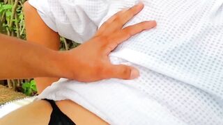 Stepbrother gets his young Latina ass slammed while she claps her big booty in the woods