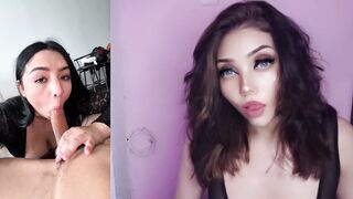 Horny Latina with massive natural tits rides hard & takes a hot load in her mouth