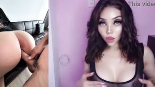 Horny Latina with massive natural tits rides hard & takes a hot load in her mouth