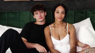 Jock Hunk with a long, hard cock pounds a stunning Latina's tight ass in doggystyle