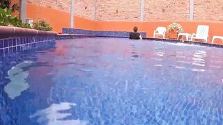 Watch amateur Latina MILF get pounded hard in pool encounter with a massive cumshot - 1 image