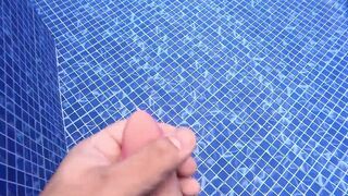 Watch amateur Latina MILF get pounded hard in pool encounter with a massive cumshot