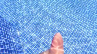 Watch amateur Latina MILF get pounded hard in pool encounter with a massive cumshot