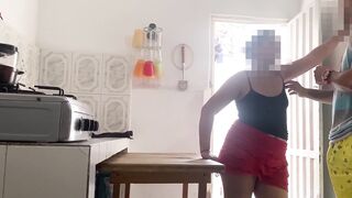 Watch as this big-booty Latina takes it in the ass while standing in the kitchen POV