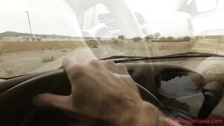 Kitana Montana, the blonde bombshell with fake huge tits, drools on a car while getting fucked - 3 image