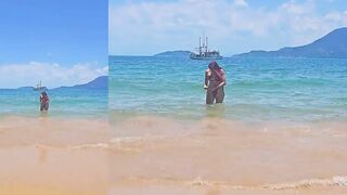 Hot Brazilian tourist gets her Latina ass pounded on the beach