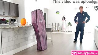 Stepbro gets a surprise from his sexy Latina stepsis on Halloween night