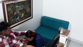 Watch curvy Latina step sister Victor Palmas give a hot blowjob in panties