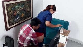 Watch curvy Latina step sister Victor Palmas give a hot blowjob in panties