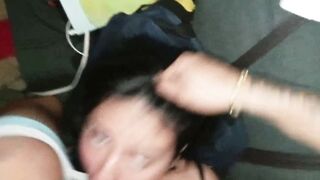 Curvy Latina caught having sex in hotel room gets her ass clapped and her natural tits showered