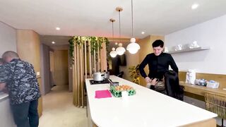 Kylei Ellish, my hot latina wife, gets her kitchen pussy pounded by my big manager cock while my cuckold boss watches!