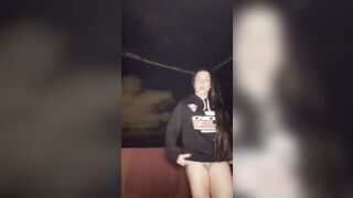 Watch this hot Latina masturbate on her balcony
