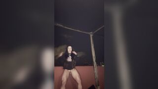 Watch this hot Latina masturbate on her balcony