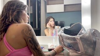 Horny Latina Nympho Fucks behind the scenes to get her curvy body stuffed with a big white cock - 3 image