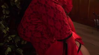 Romana Ryder gets her tight brown pussy pounded hard in lingerie and stockings