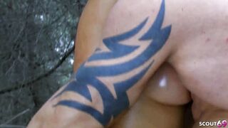 Latina Teen Bitch gets oiled & slammed hard in public by a muscled guy with a fat cock - 1 image