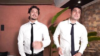 Lina Henao's interview ends with a rough double penetration and cum swapping with a gorgeous amateur beauty - 1 image