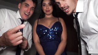 Lina Henao's interview ends with a rough double penetration and cum swapping with a gorgeous amateur beauty - 4 image