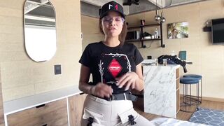 Petite Brunette Latina goes wild and dirty with rough deep throat and hard cock