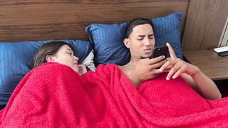 Stepdad's stepdaughter shares bed with him for wild interracial sex with stepmom without being caught