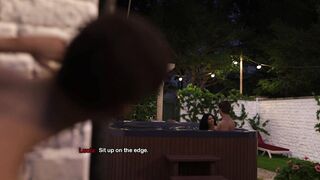 Latina MILF with giant tits gives a steamy handjob to a virgin in a Jacuzzi