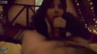 My Wife Sucks Me Off in the Dark & Teases Her Big Natural Tits with a Close-Up Blowjob - 10 image