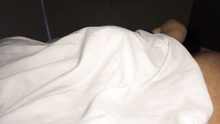 My Stepsister's oiled up ass and rubbing it on her perfect big butt while I'm under the sheets - 1 image