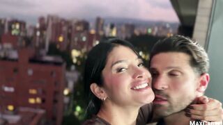 Salome Gil's beautiful face glistens as she takes a hard pounding in the evening - 1 image