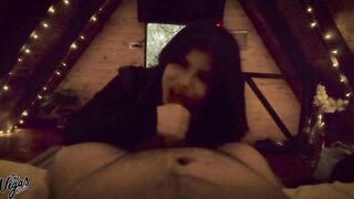 Latina amateur deepthroats hung dude in dark cabin while teasing with her tits & pussy - 2 image