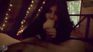 Latina amateur deepthroats hung dude in dark cabin while teasing with her tits & pussy - 7 image