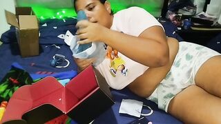 Adribella69's curvy Latina pussy gets pounded hard with a massive dildo in POV orgy - 4 image