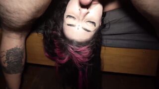 Watch Pink Pussy and her tattooed Latina get down and dirty on a huge cock - 13 image