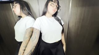 Watch this tattooed Latina slut get roughed up and cum in her mouth while talking on the phone - 1 image
