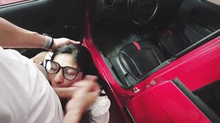Angel, my Latina friend, lets me bang her tight ass in public parking lot & get a load on her pretty face - 15 image