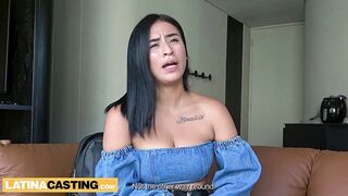 Latina teen with massive tits and a rough deepthroat to boot - raw and real homemade casting - 4 image