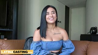 Latina teen with massive tits and a rough deepthroat to boot - raw and real homemade casting - 5 image