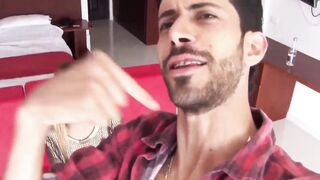 Watch Latina Karla Rivera's first interview: a perfect blonde with perfect boobs gets off by fingering herself