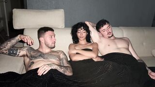 Petite Latina takes two thick rods in wild MMF threesome with double vaginas and facials - 2 image
