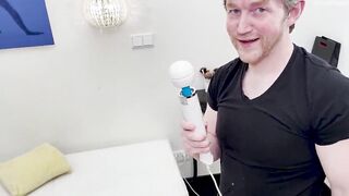 Big-titted Latina teen squirts while getting a magic wand from behind - 1 image