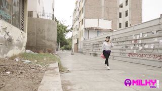 Celebrating the birthday of a milf selling coffee, I gave her a cake and the bitch blew out the candle - 1 image