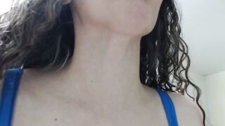 Touching sexy huge female adam's apple