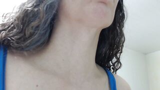 Touching sexy huge female adam's apple